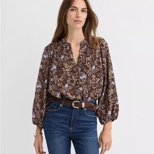 Petite Floral Brown Blouse